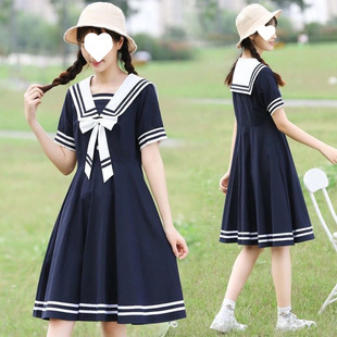 2024 New Sailor Suit Dress Preppy Style Girl High School Junior High School Student Summer Dress Japanese Style Jk Skirt