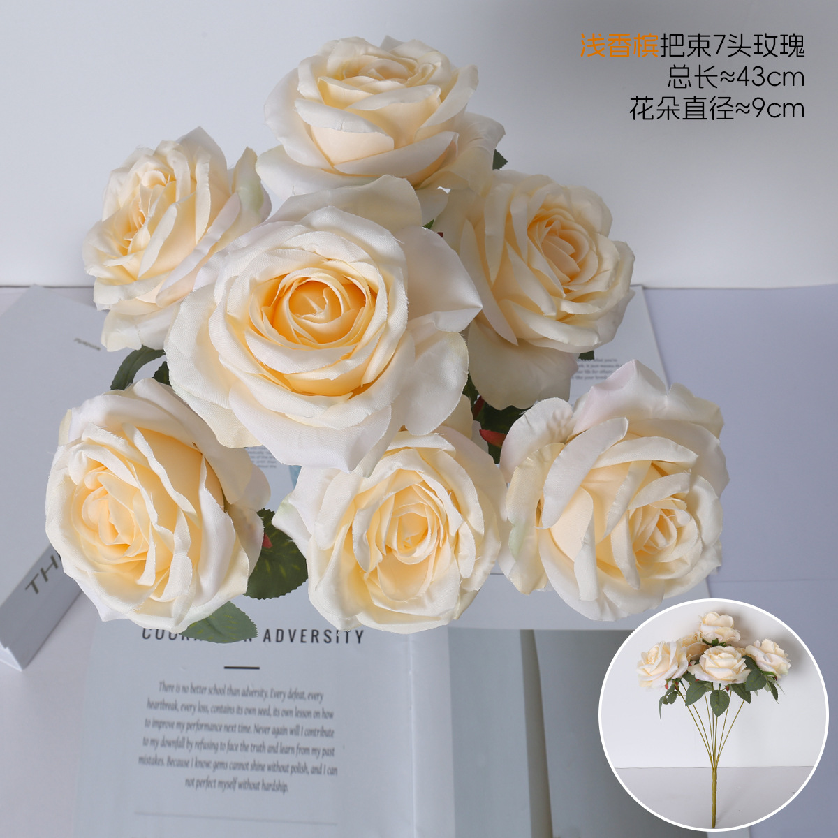 7 rosas de diamante simulación de flores de rosas bodas decoración de hotel guía de la casa fábrica de flores falsas al por mayor