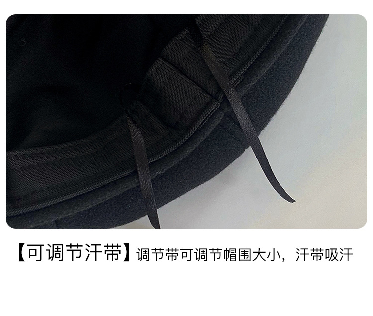 黑色贝雷帽女秋冬季日系大头围蓓蕾帽ins帽子新款八角画家 帽子女详情10