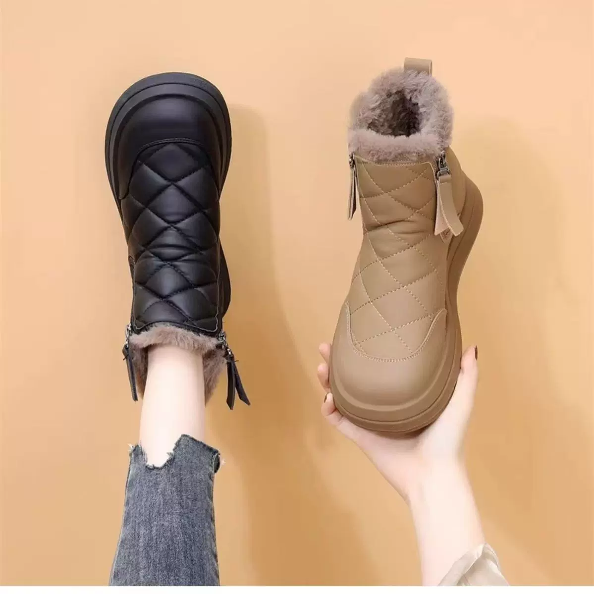 爆款加绒加厚冬季高帮抗寒女棉2025新款女东北棉鞋防水保暖雪地靴