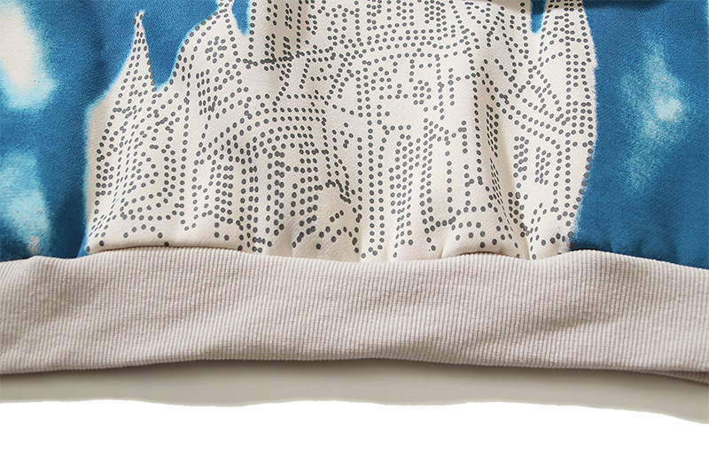 Saf pamuklu ceket çamur boyalı Sky City baskısı Amerikan ana cadde kapüşonlu_voghion.com