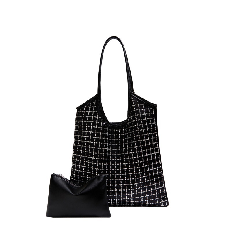 Bolso Tote popular de este año, nuevo bolso femenino de verano 2025, bolso a cuadros con diamantes, bolso de hombro de gran capacidad para niños y madres