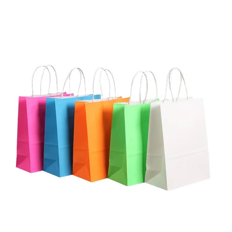 Bolsas de papel kraft, bolsas de mano, envases desechables para té con leche para llevar, bolsas de regalo para compras, en stock, ecológicas y biodegradables.