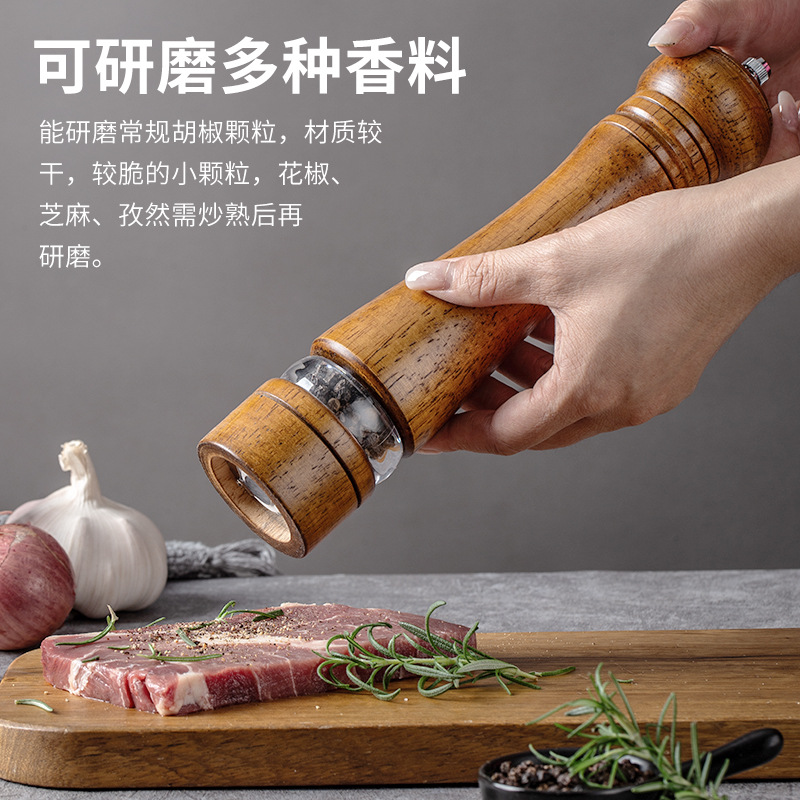 Molinillo de madera de plástico muy transparente, molinillo de pimienta manual, molinillo de sal, núcleo de cerámica de pimienta, botella de condimento multiusos, herramienta de cocina