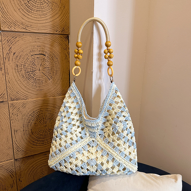 Bolsa de tejido de gran capacidad para mujeres 2026 nuevo verano de vacaciones en la playa bolsa de viaje simple bolsa de arte image 15