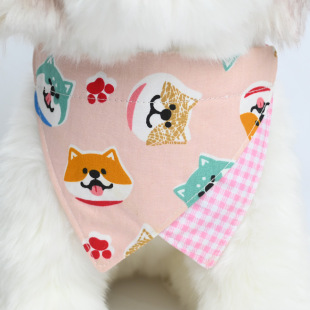 Cat and dog universal two-color saliva towel pure cotton adjustable pet bib avocado pineapple medium and large dog suitable