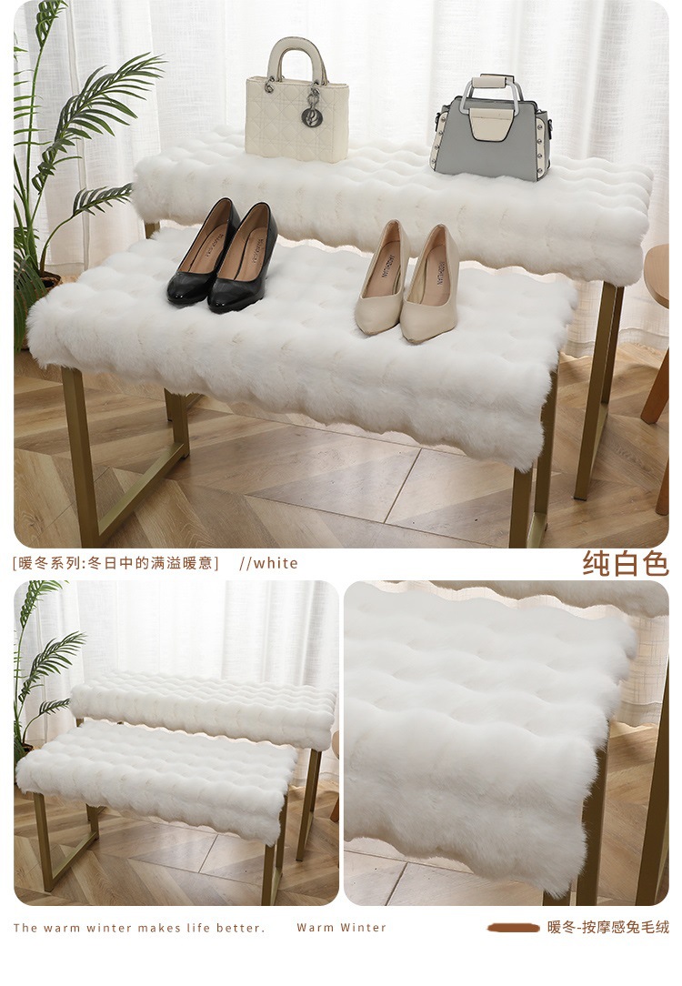Short Plush Bay Window Mat, Balcony Mat, Faux Wool, Non-Slip Particle Bottom, Washable, Dressing Room Window Mat, Floor Mat for Winter