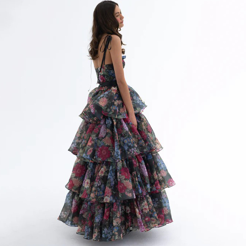 Women's Clothing Sexy Floral Print Strapless Halter Top And Cropped Mini Skirt Set Women's Cake Skirt Fashion Party Wear_ecoleips.com