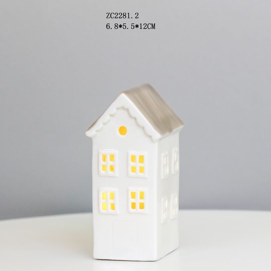 European style ceramic House LED night light ornaments creative white porcelain Christmas crafts gifts wholesale