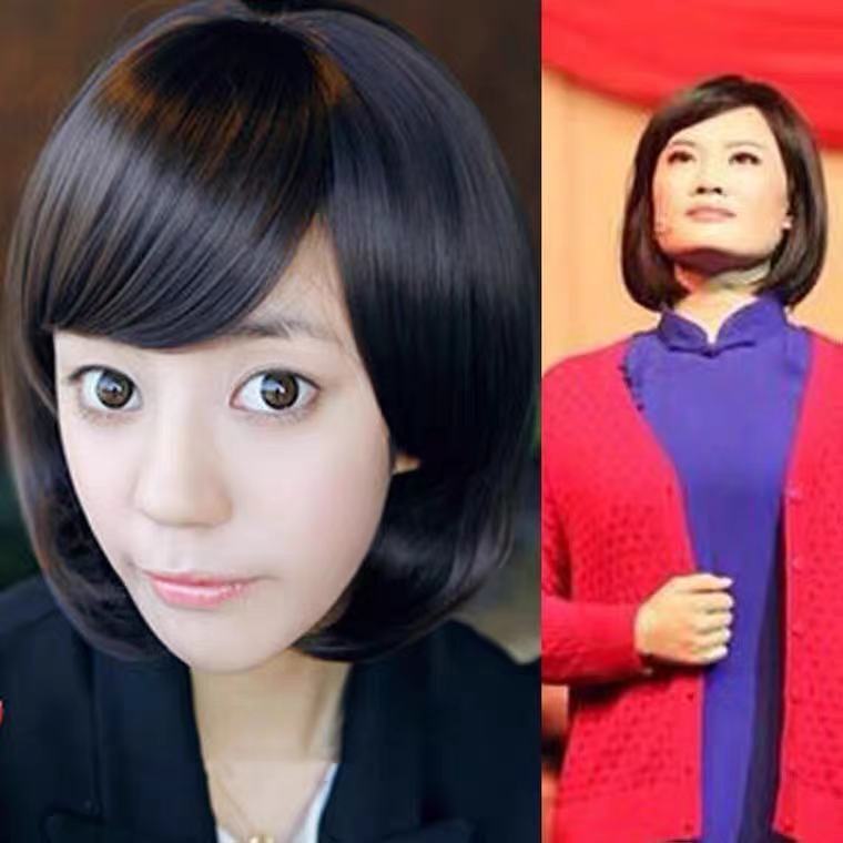 Baoyou Jiang Jie wig short hair women's hairstyle red song stage chorus Bobo new girls fake head cover