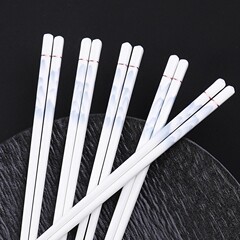 景德镇陶瓷筷子家用轻奢高级感千里江山陶瓷筷高颜值防滑耐高温筷