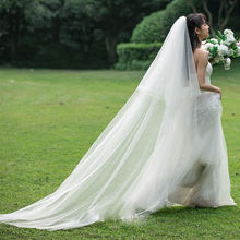 头纱婚礼新款双层新娘米长白色香槟色超长拖尾主婚纱配饰带发梳