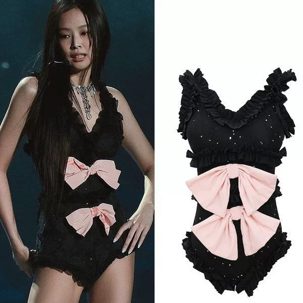 Women's Sleeveless Bow Romper, Black, Fitted Design with Double Front Bows