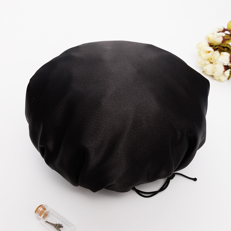 Gorro de Ducha de Doble Capa de Imitación de Seda con Banda Elástica y Hebilla, Ajustable para Viajes y Baño en Casa, Gorro para el Cuidado del Cabello para Mujer