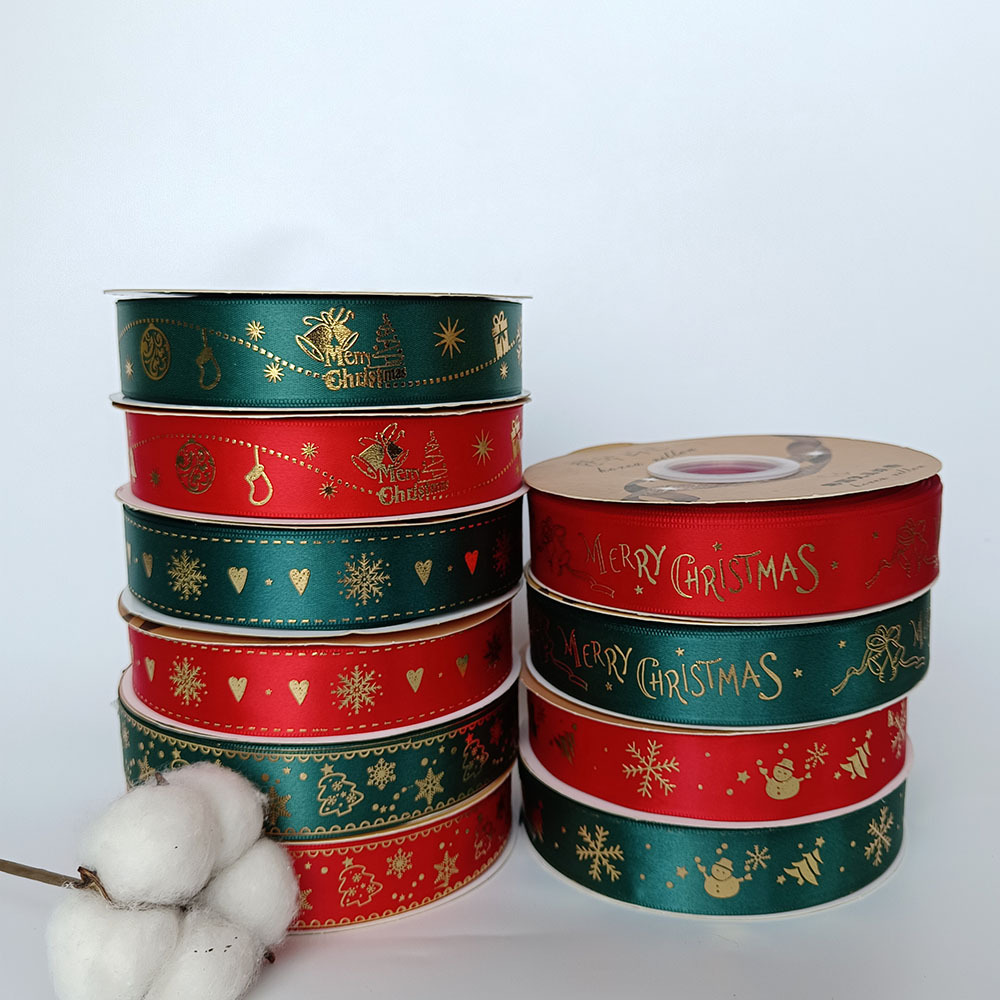 Inventario al por mayor cintas de regalo de Navidad embalaje de caja de regalo DIY decoración cintas estampadas cintas de Navidad cintas