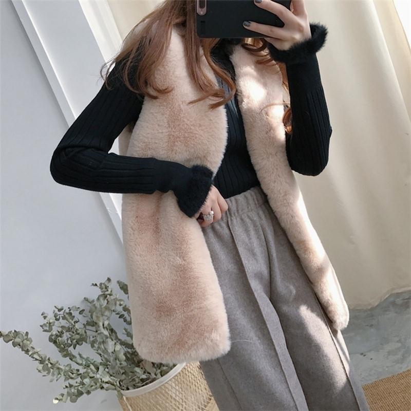 Winter And Autumn Women's Medium-Length Fleece Jacket With Slimming Effect, Fur-Imitated Rabbit Fur Vest, Fur-Imitated J_voghion.com