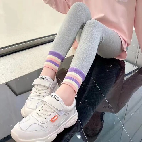Girls' Pants Spring and Autumn Style Children's Leggings Cotton Outerwear Girl Spring Outfit Pants Medium and Large Children Versatile Trendy