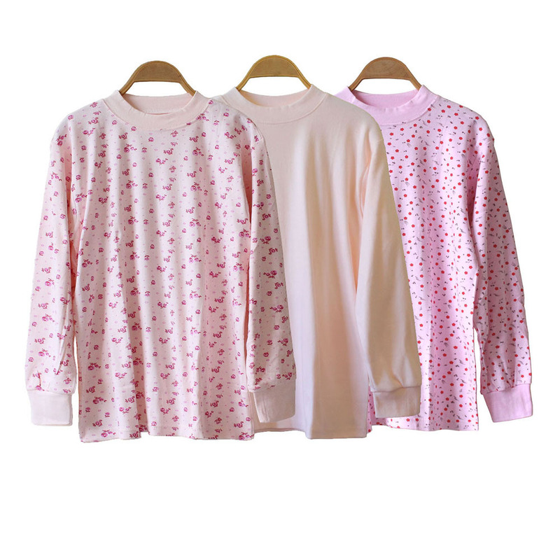Middle-Aged and Elderly Women's Pure Cotton Autumn Clothes Plus Size Women's Cotton Autumn Clothes Autumn and Winter Bottoming Tops Round Neck