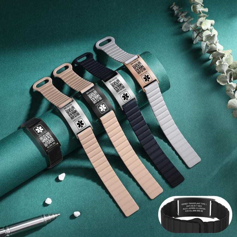 Cross-border alert children's and adults' health QR code medical emergency bracelet stainless steel identification bracelet Cross-border alert children's and adults' health QR code medical emergency bracelet stainless steel identification bracelet