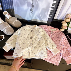 女童夹棉印花甜美外套儿童秋冬校服神器加棉保暖内衣小碎花棉袄