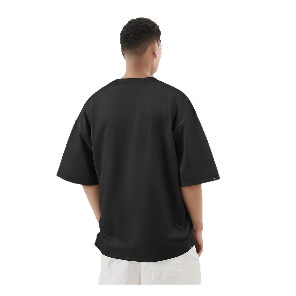 ETAI para hombre | Camiseta de cuello redondo para hombre de manga corta pesada boxy tejida de imitación de color sólido transfronterizo de alta calidad corta y ancha para hombre