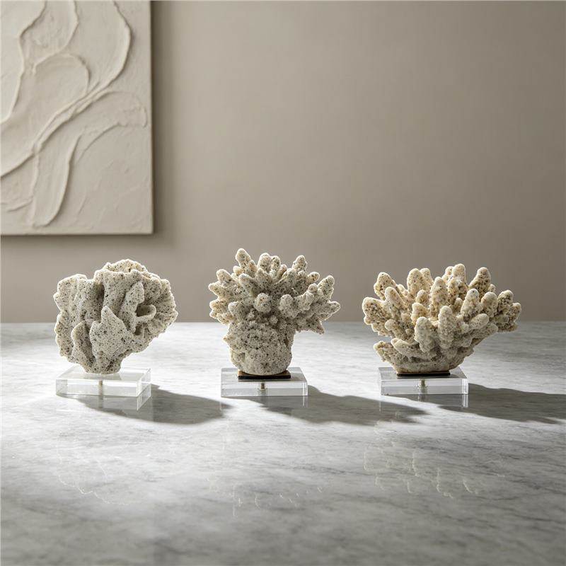 Decoración de coral simulada, Sala de estar de estilo silencioso, sala modelo de escritorio, decoración de arte de alojamiento residencial del hotel, ropa suave de nicho