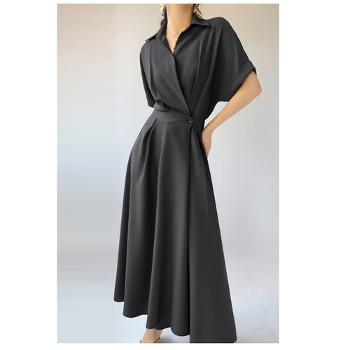 Korean-style French-style blouse dress for women, summer fashion, long dress with noble temperament, slimming dress