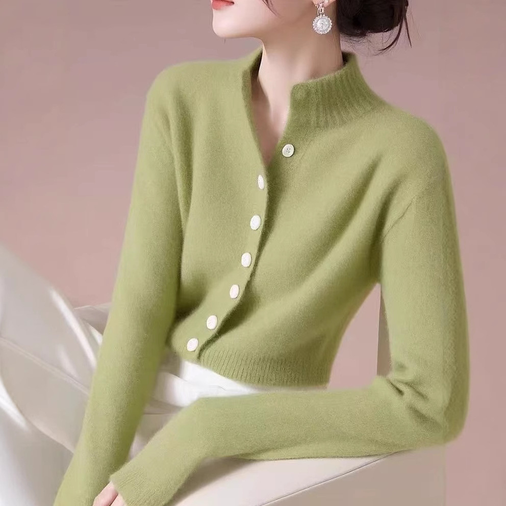 Green demi-season cardigan