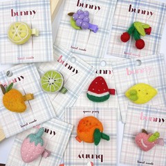 韓系可愛羊毛氈水果鴨嘴夾兒童髮夾寶寶發卡初秋新款草莓髮飾頭飾