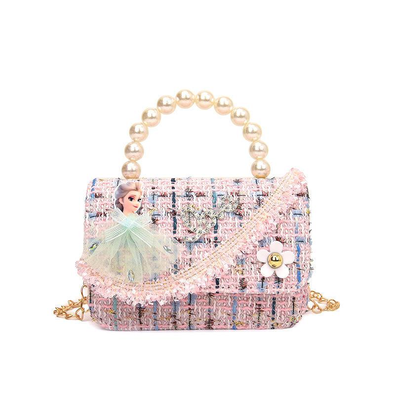 2025 nuevos niños de dibujos animados portátiles inclinados para proteger pequeños vientos de princesa de dibujos animados inclinados bolsos de perlas