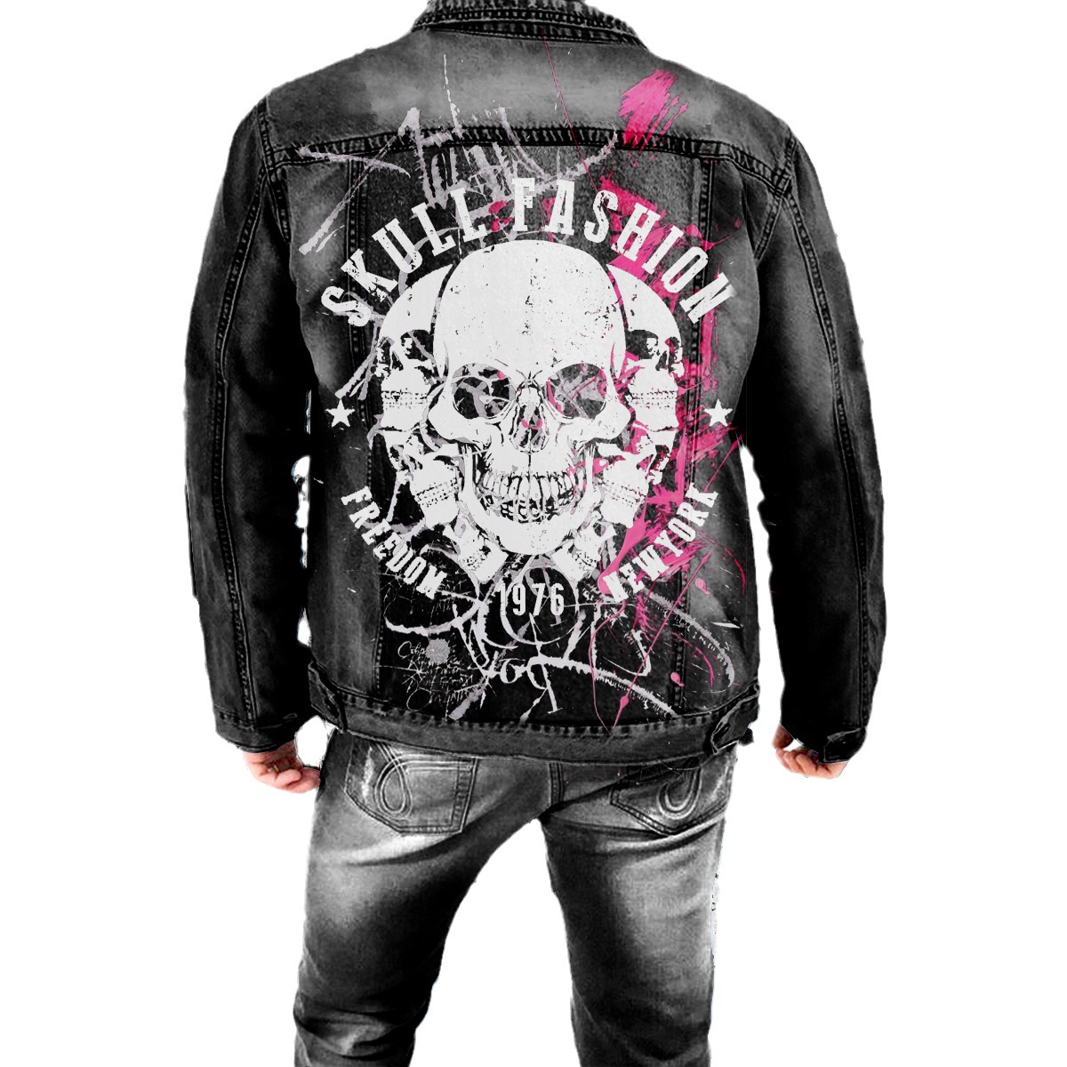 Demi-season denim jacket, retro trend men's long-sleeve, 2023 5