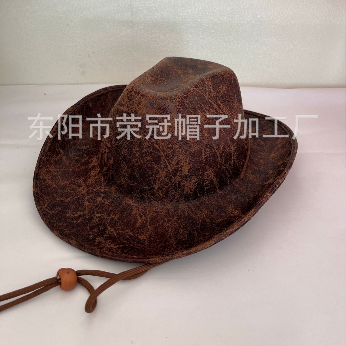 Halloween Faux Leather Brown Cowboy Hat Suede Light Plate Texture Western Cowboy Hat Composite PU Big Brim Jazz Hat