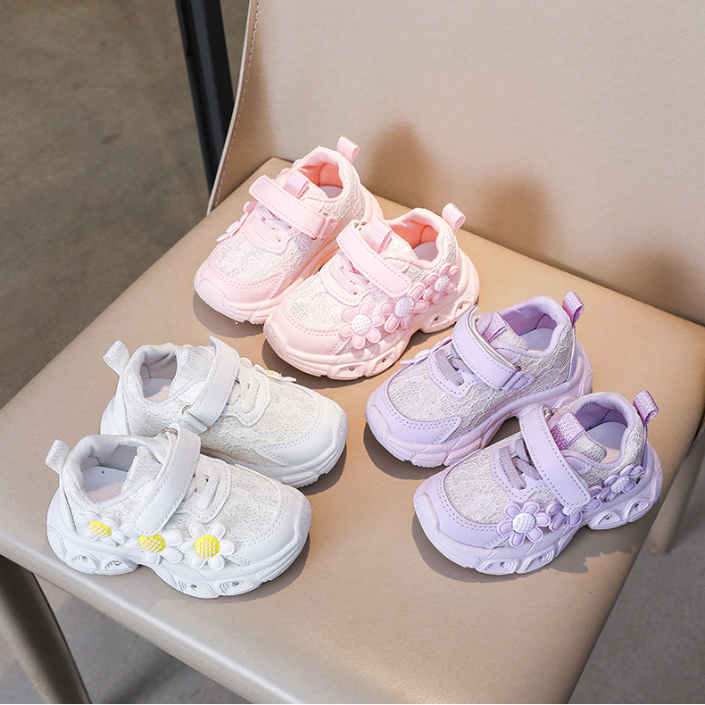 Mädchen Led Sneakers Mit Blumen Und Klettverschluss Lederschuhe_voghion.com