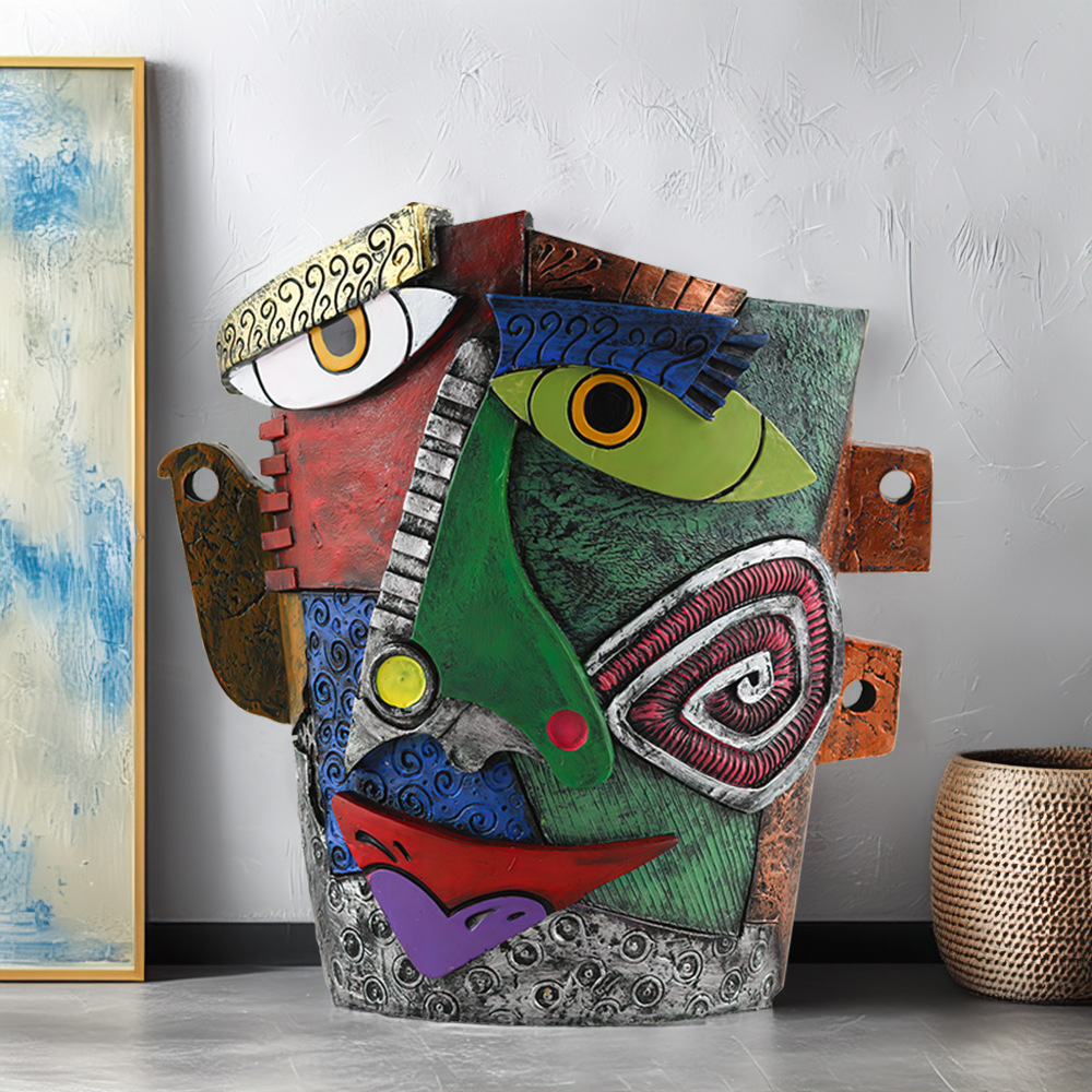  New Creative Maya Abstract Face Flower Pot Resin Decoration Personalized Art Home Garden Landscape Decoration