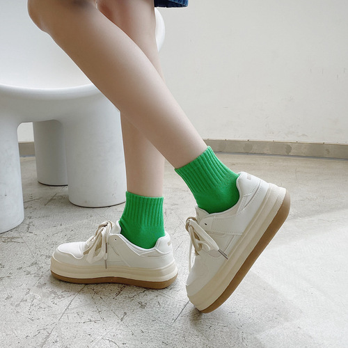 Socks Women's Spring and Summer Thin Short Socks Simple Ins Trendy Odor-Resistant Summer Low-Heeled Men's Sports Solid Color Short Calf Cotton Socks 