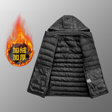厂家批发2025冬中青年男士棉服轻薄棉衣带帽加绒保暖棉袄外套直销