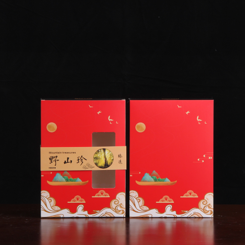 Caja de regalo de embalaje negro, caja de regalo de hongos Shiitake, bolsa de regalo de Año Nuevo, 500 gramos personalizados