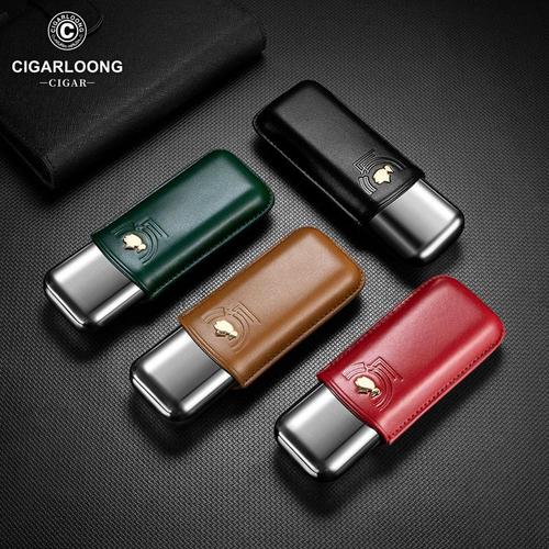Cigar case portable moisturizing leather case business trip cow leather cigar bag 2 pack