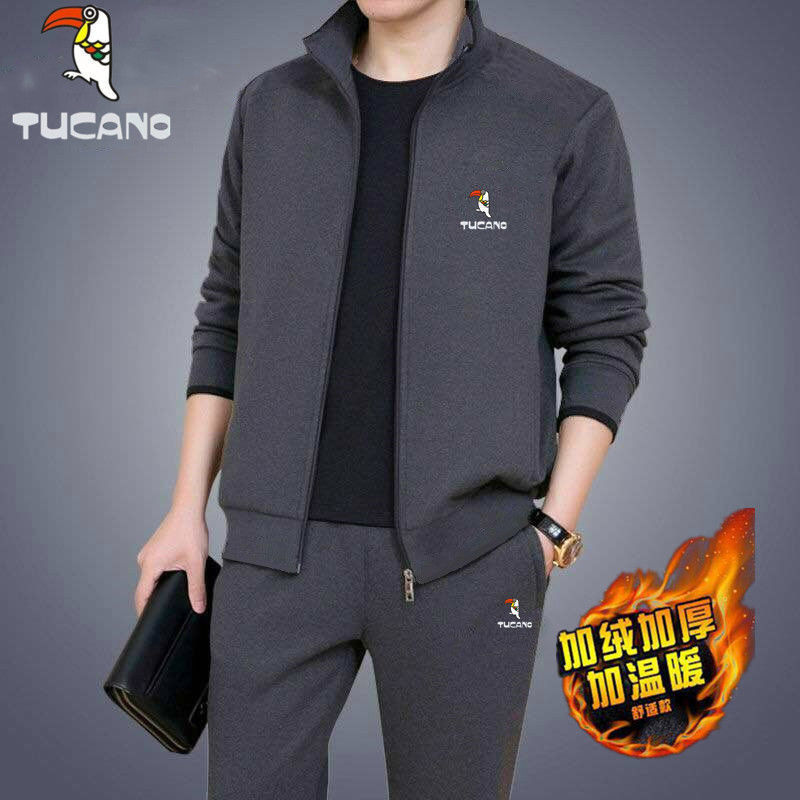 Gray clothes + pants two-piece set plus velvet / L recommended 80 to 50kg