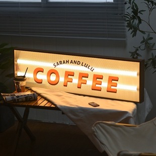 Internet Celebrity American Retro Coffee Shop Sign Door Outdoor Billboard Luminous Lettering Light Sign Corrugated Acrylic Light Box