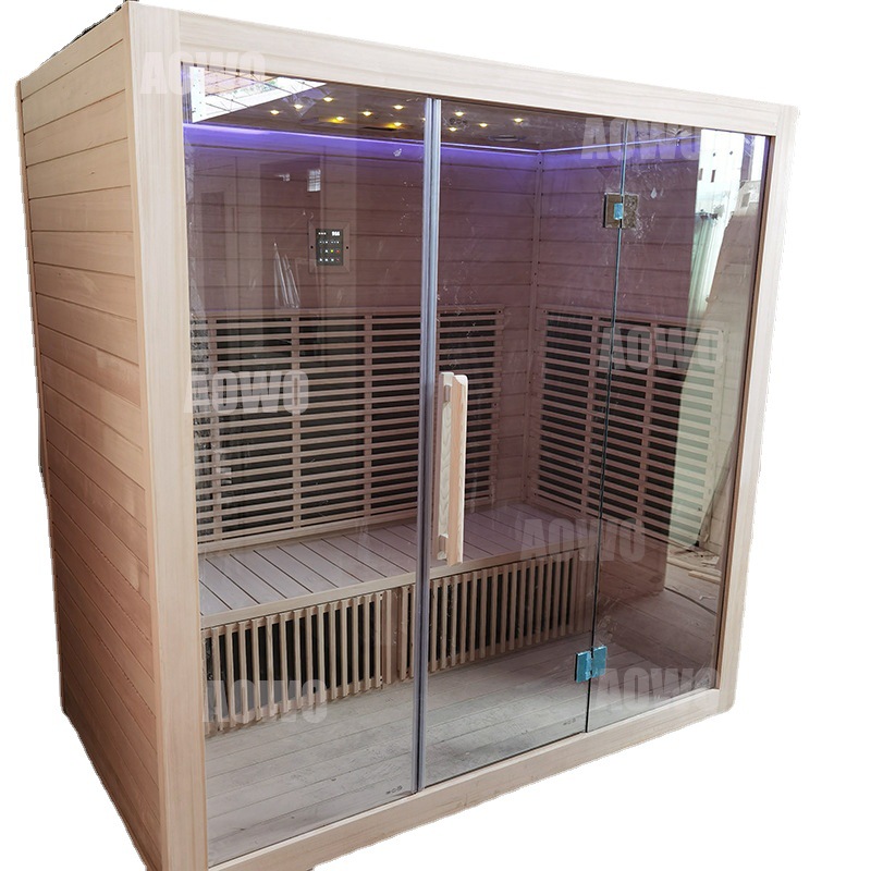 Abeto de hierro 3-persona sauna de infrarrojo lejano sala de ducha sala de sauna interior sala de sauna de madera hogar sala de ondas de luz