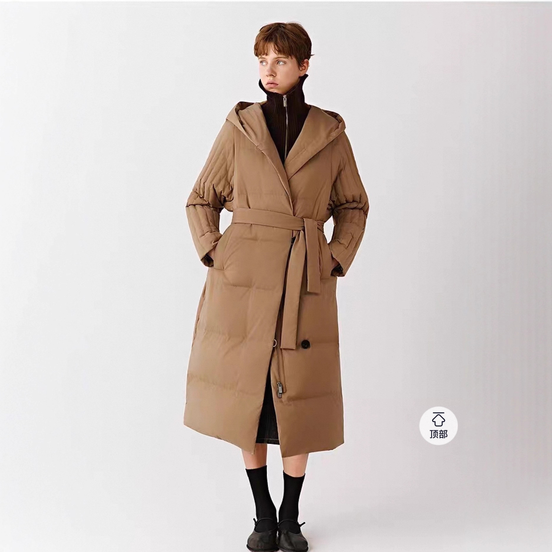 [Hug down Jacket] Ic Xiaohe Women's 2025 Winter New Wool Blended Plain down Jacket