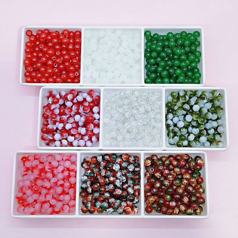 10mm cuentas de Navidad Esmalte de colores cuentas de palomitas de maíz cuentas de Calcedonia cuentas hechas a mano DIY pulsera collar de vidrio perlas sueltas