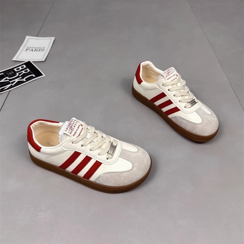 Spring 2024 New Korean Style Flat Casual White Shoes Color-matching De Training Three Bar Sports Shoes De Training Shoes for Women