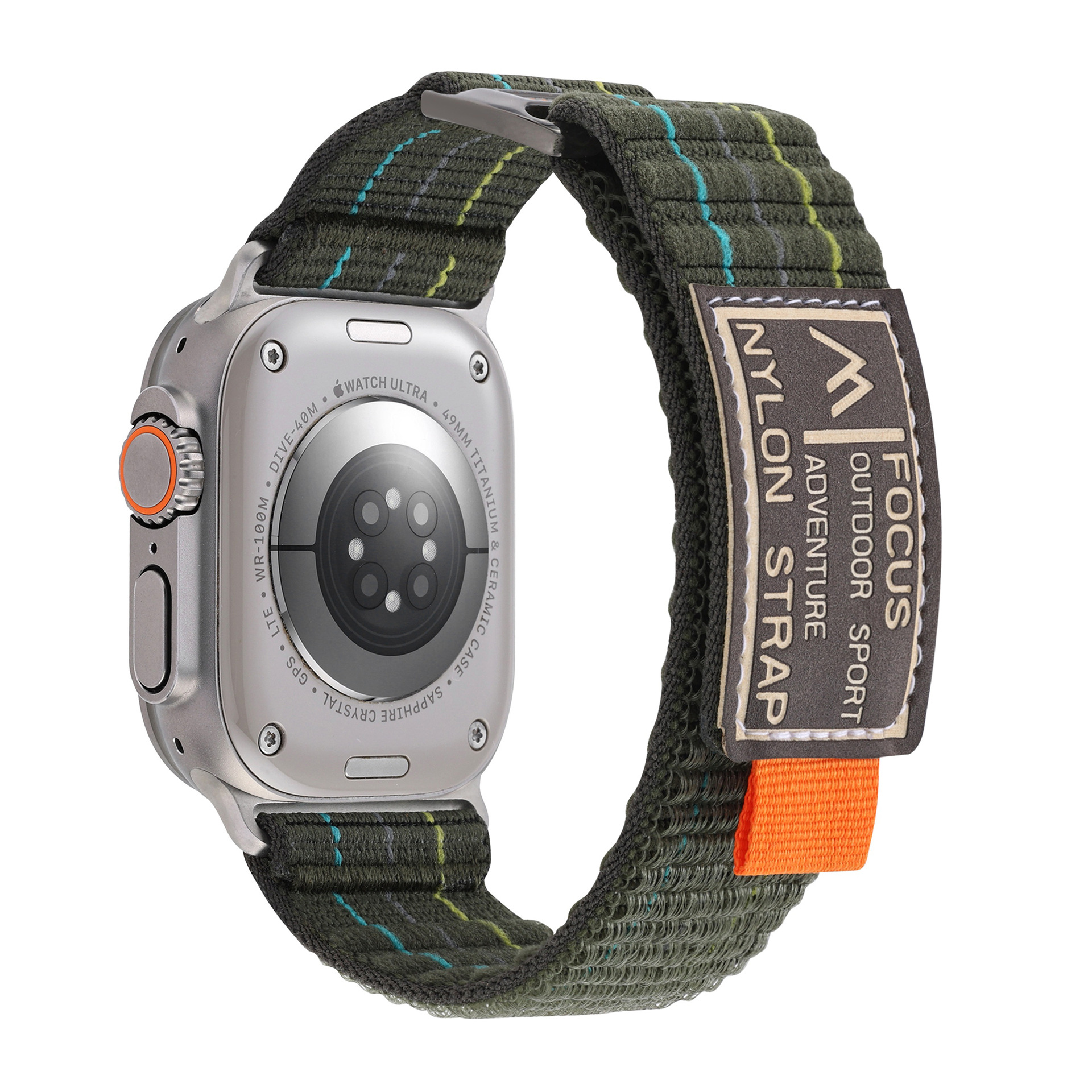 Suitable for apple watch3456789, double-section leather-coated nylon loop strap, Apple 10 strap undefined