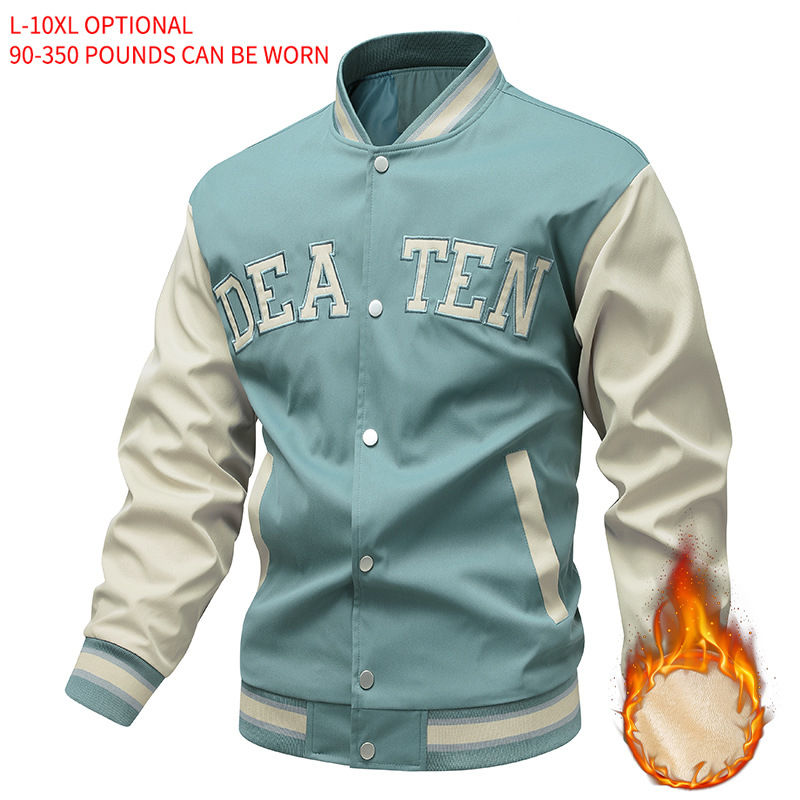 Chaqueta de béisbol bordada para hombres para aumentar la tendencia americana de primavera y otoño cuello vertical chaqueta de pareja suelta