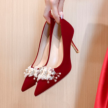 2023新款紅色婚鞋新娘鞋女2022年新款高跟鞋秀禾主婚紗不累腳單鞋