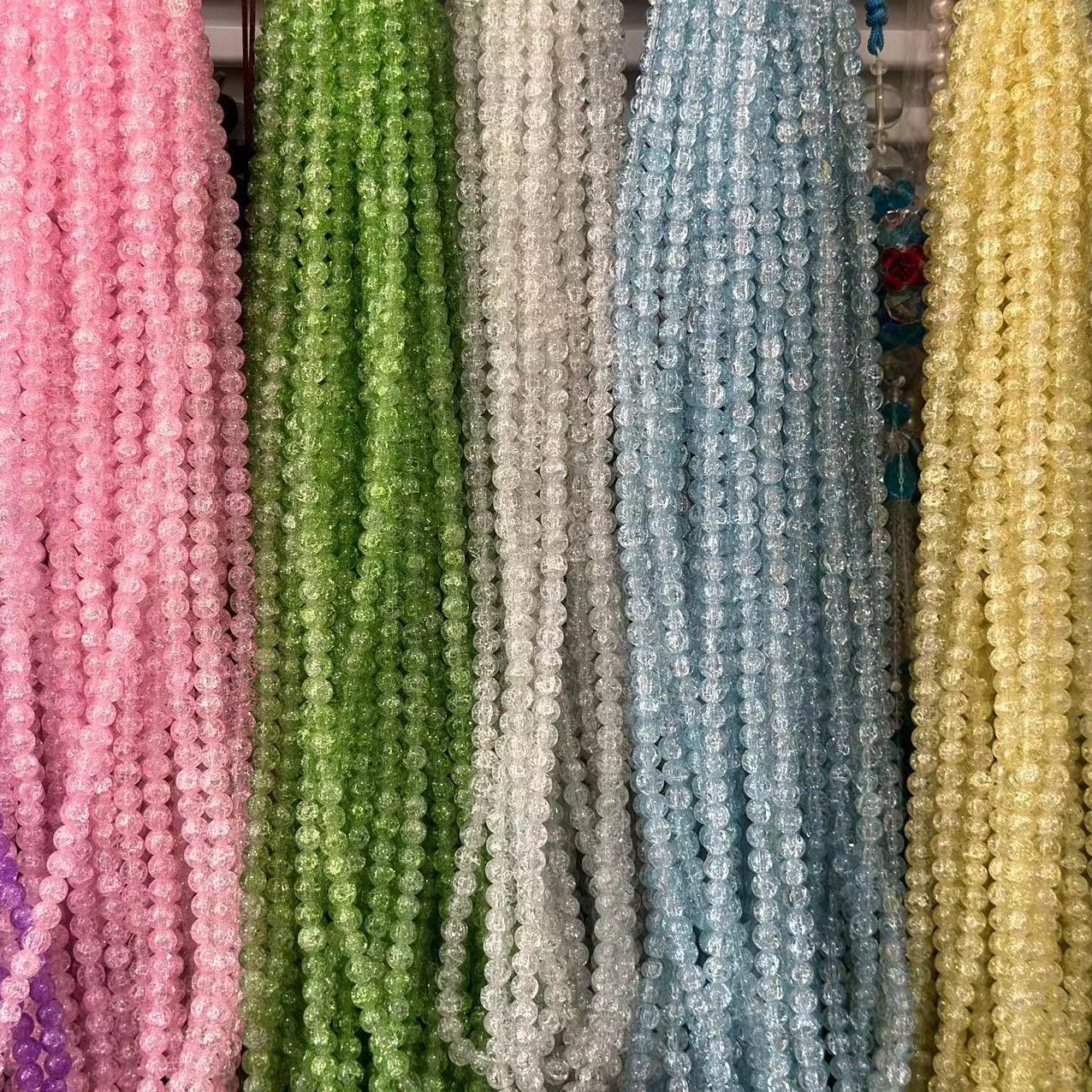 玻璃爆花琉璃珠玉碎单双色珠 DIY手串制作 裂纹珠 项链饰品配件