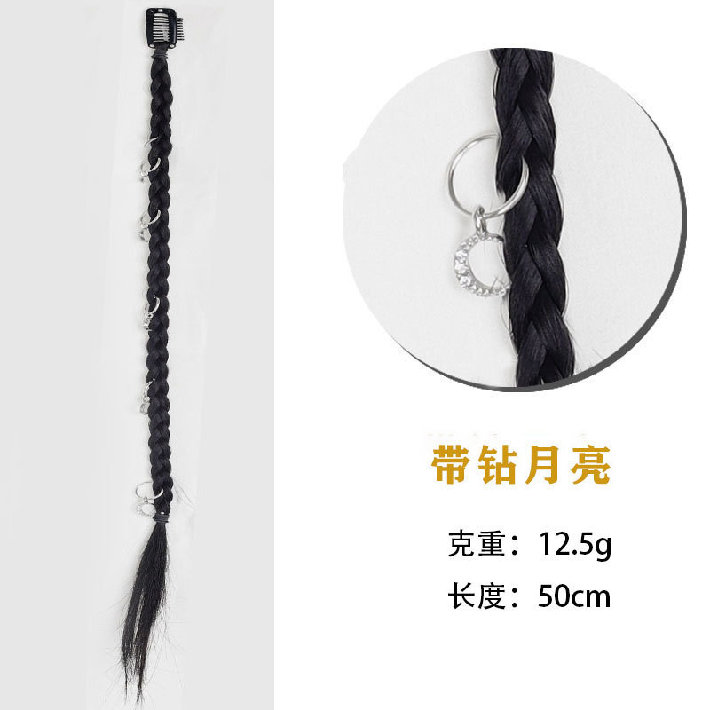 Hot girl braid with diamonds and moon