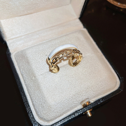 Portrait snake-shaped open ring, light luxury niche design, high-end index finger ring, gold fashion jewelry wholesale